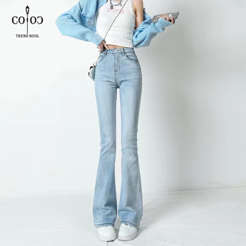 Jual Coco Trend Soul Jeans Biru Muda Highwaist Stretch Cutbray