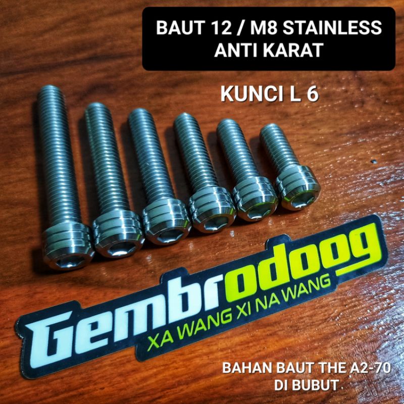 Jual BAUT L STAINLESS M8 BAUT 12 MOTIF GARIS Shopee Indonesia