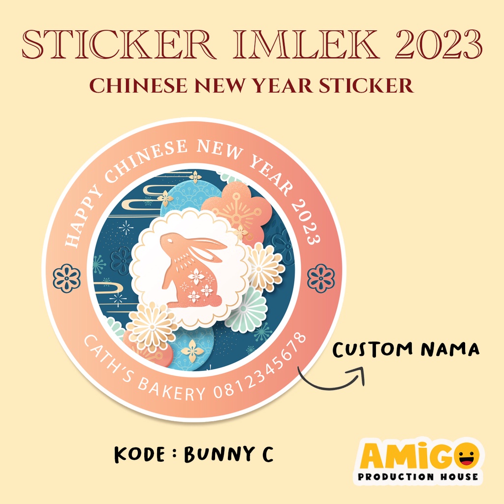 Jual Sticker Bulat Packaging Imlek Chinese Happy New Year Toples