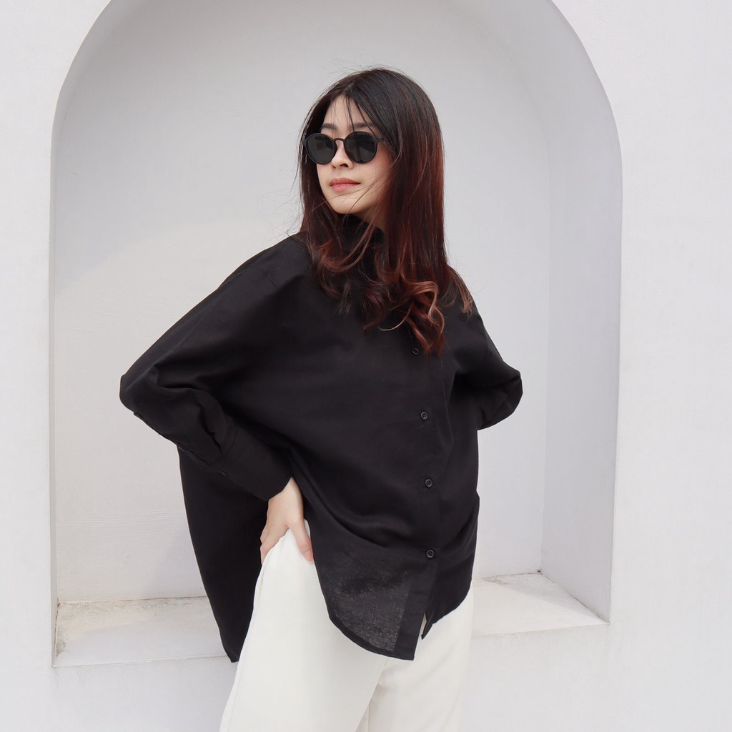 Jual Msmo Jova Top Oversized Longsleeve Shirt Kemeja Oversize Blouse