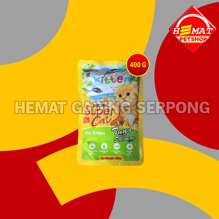 Jual Super Cat Pouch Makanan Basah Kucing Wet Food SuperCat 400 Gram