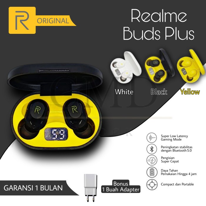 Jual Realme Buds Plus Headset Bluetooth Pure Bass Earphone TWS Earbuds