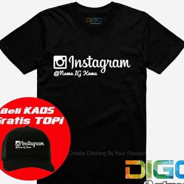 Jual Kaos Topi Baju Combed S Distro Instagram Nama Ig Kamu Polos