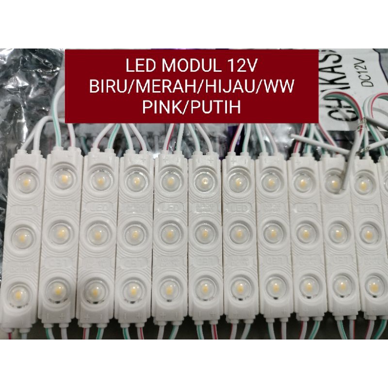 Jual Lampu Led Modul 3 Mata Berbagai Macam Warna 12v Shopee Indonesia