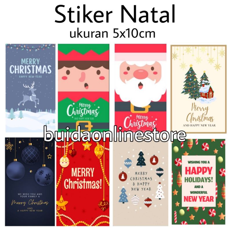 Jual Stiker Natal Sticker Merry Christmas And Happy New Year 5x10cm