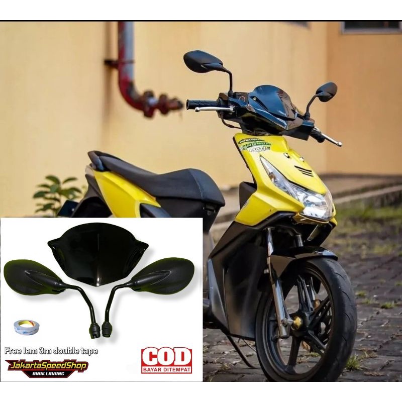 Jual Visor Variasi Bahan Akrilik Pnp Beat Karbu Lama Plus Spion X Free