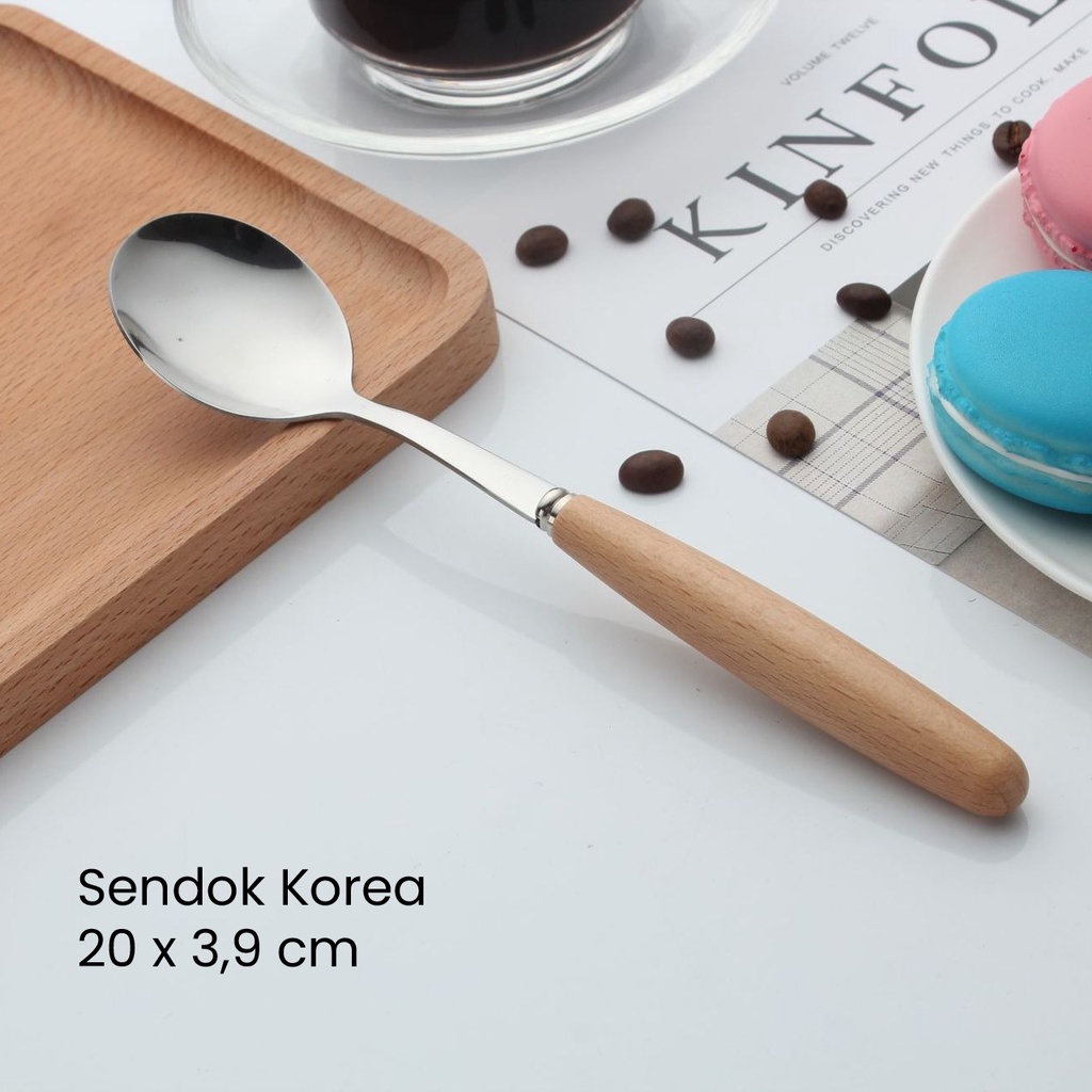 Jual Wood Cutlery Sendok Garpu Pisau Makan Korea Set Stainless Gagang