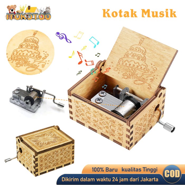 Jual Kotak Musik Kayu Antik Wooden Music Box Happy Birthday Kotak Music