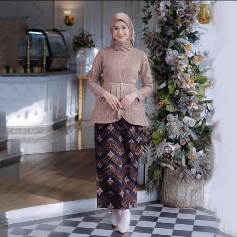 Jual Aufa Nude Set Kebaya Selendang Kebaya Modern Kebaya Brukat Modern