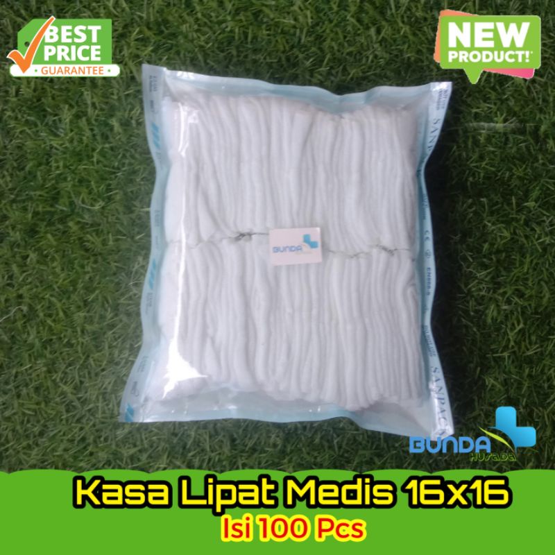 Jual Kasa Lipat Medis Kain Perban Pembalut Luka Ukuran 16x16 Isi 100