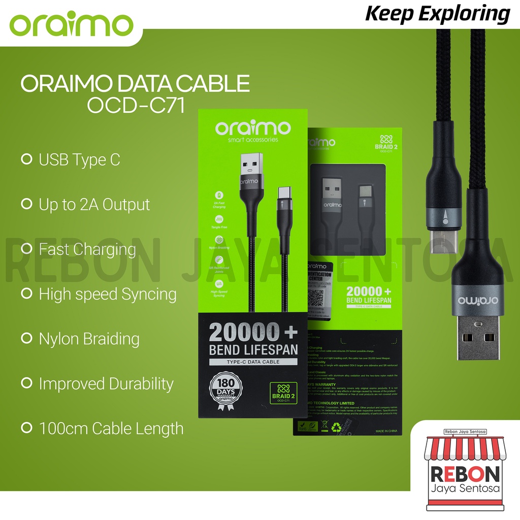 Jual Kabel Data Oraimo Type C Ocd C Shopee Indonesia