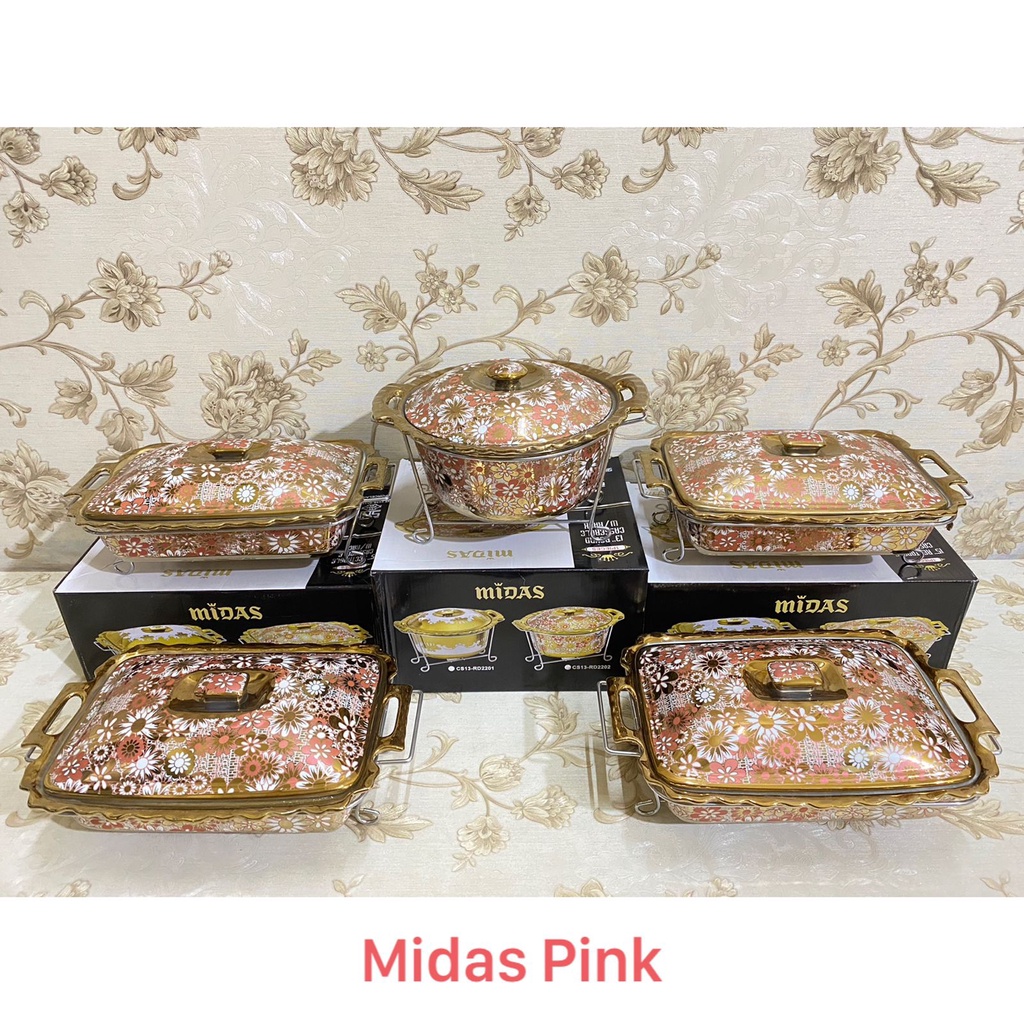 Jual Prasmanan Wadah Saji Set Full Keramik Midas Pink Pcs Shopee