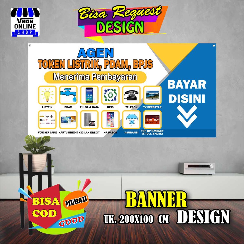 Jual Spanduk Banner Konter Pembayaran Pdam Listrik Dan Bpjs Keren