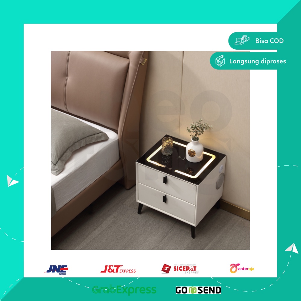 Jual Ready Warna Smart Bedside Table Nakas Laci Rak Meja Bluetooth