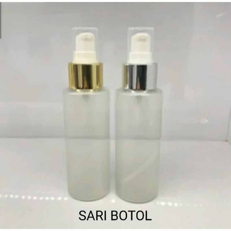 Jual BOTOL RF 100ML FROSTED PUMP TREATMENT GOLD SILVER HALF CAP PET