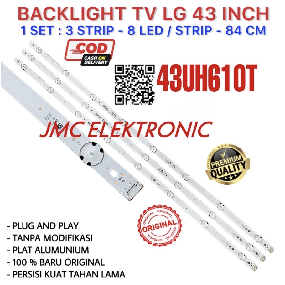 Jual BACKLIGHT TV LED LG 43 INCH 43UH610T 43UH610 43UH LAMPU BL 43IN 8K