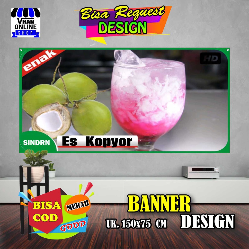 Jual Spanduk Banner Es Kopyor Es Kelapa Muda Model Nyamping Keren