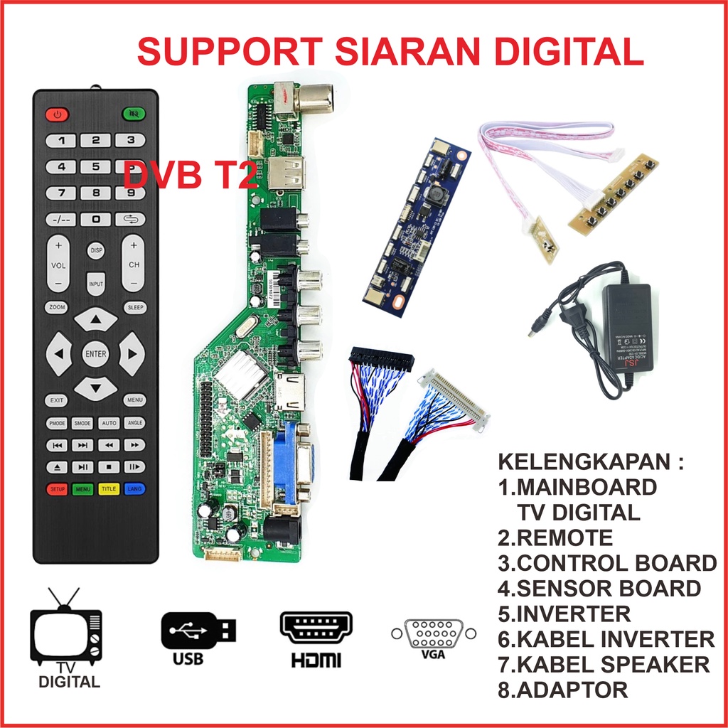 Jual MESIN TV DIGITAL DVB T2 Universal LCD LED TV Main Board TV Digital