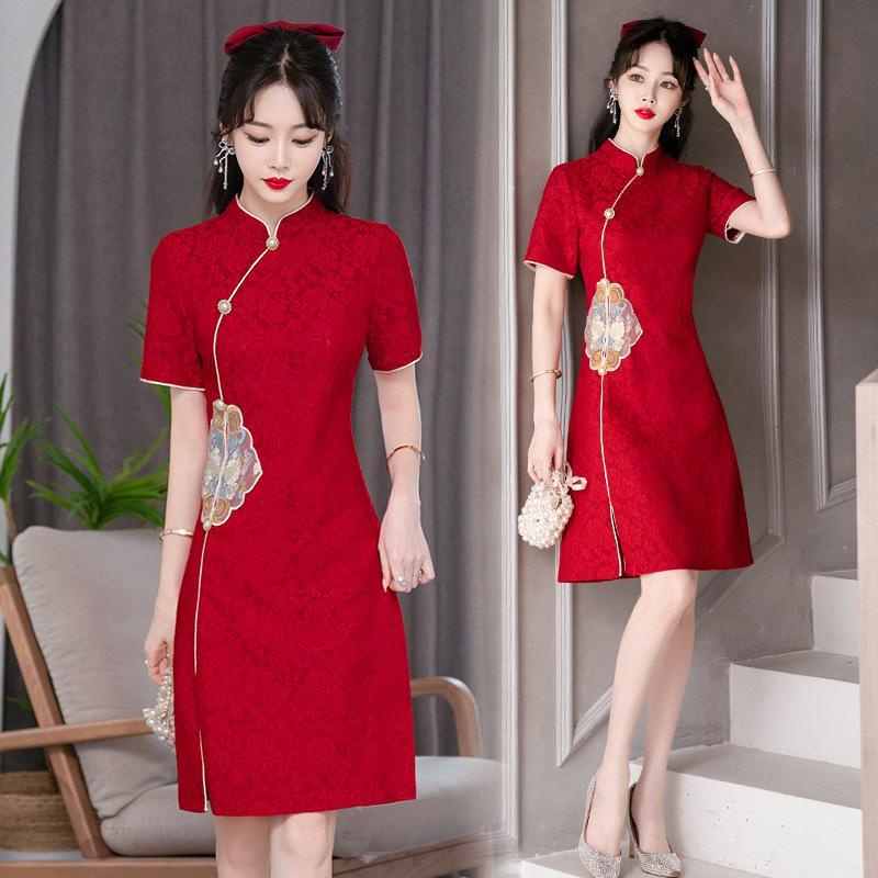 Jual Gaun Cheongsam Merah Qipao BB 80 KG Jumbo Gadis Hanfu Modern Retro