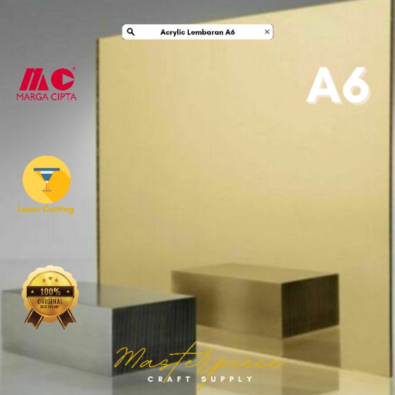 Jual Akrilik Lembaran Acrylic Custom Gold Mirror Marga Cipta A6