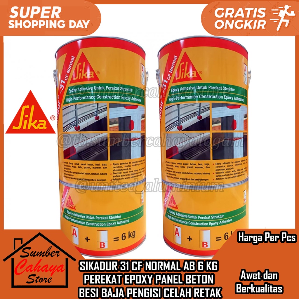 Jual SIKADUR 31 CF NORMAL AB 6 KG 6KG PEREKAT ANGKUR EPOXY PANEL BETON