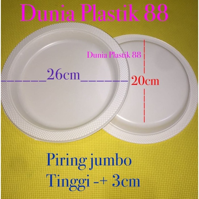 Jual Isi Pcs Piring P Plate Makan Plastik Besar Jumbo Putih Susu