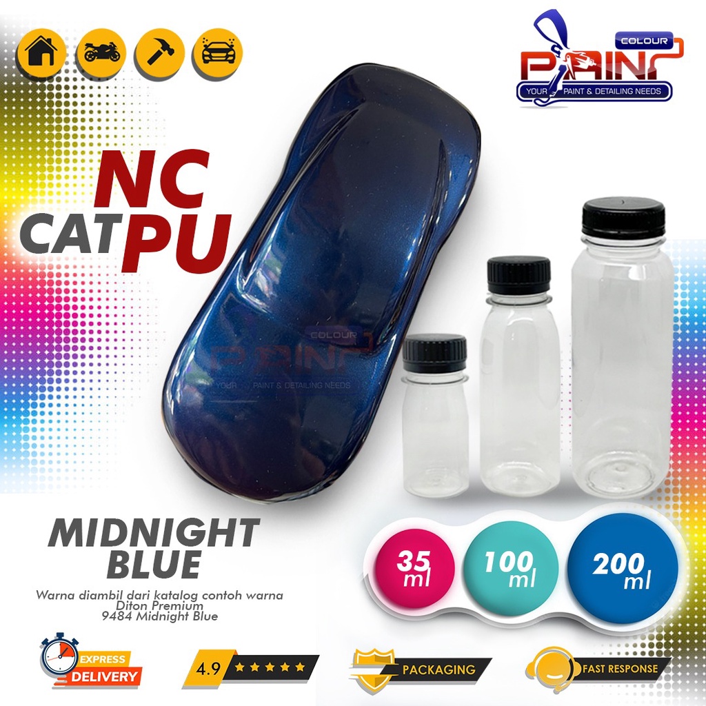 Jual Cat Pu Midnight Blue Vespa Colour Sample Warna Diton Premium