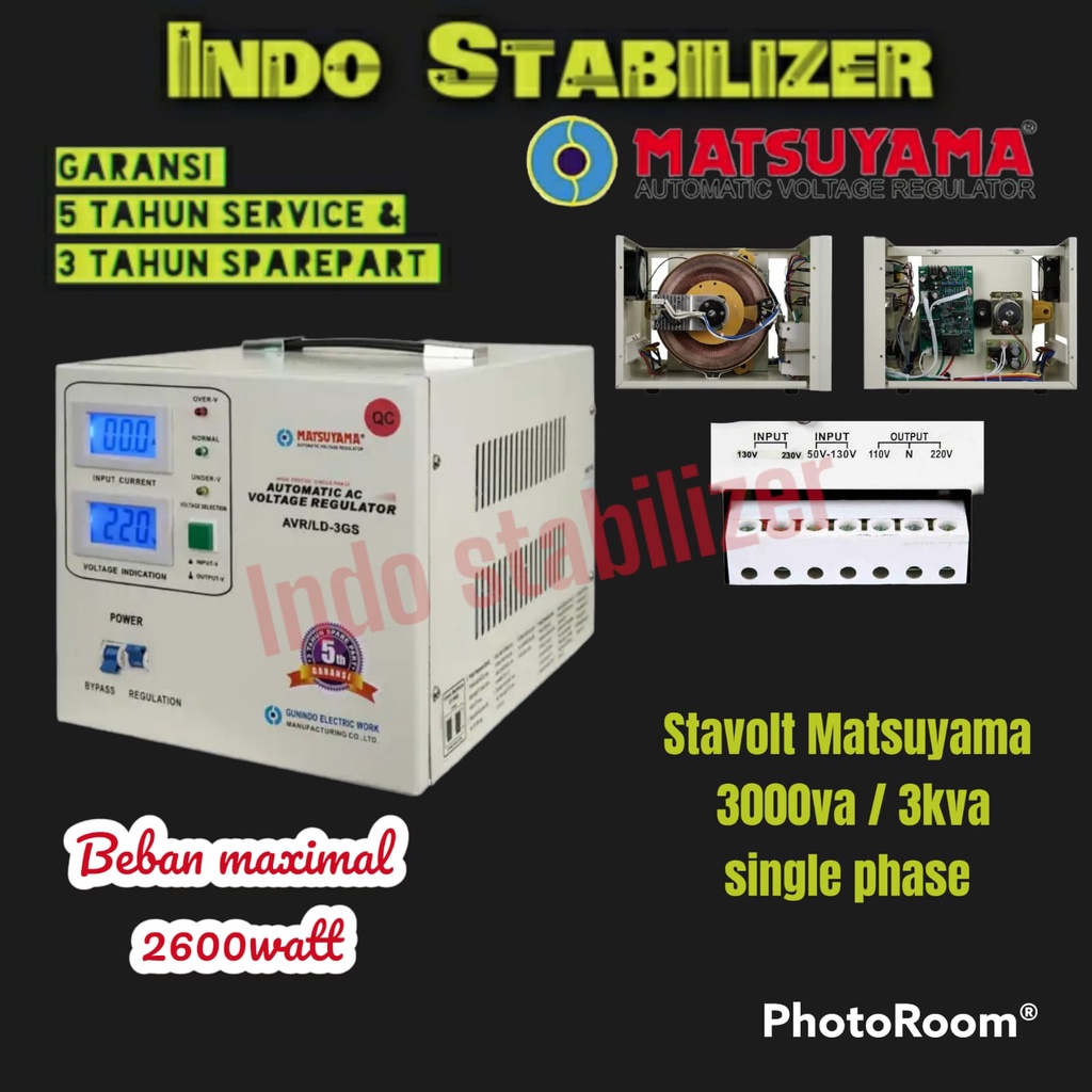 Jual Stabilizer Listrik Stavolt Voltage Regulator MATSUYAMA 3000VA 3000