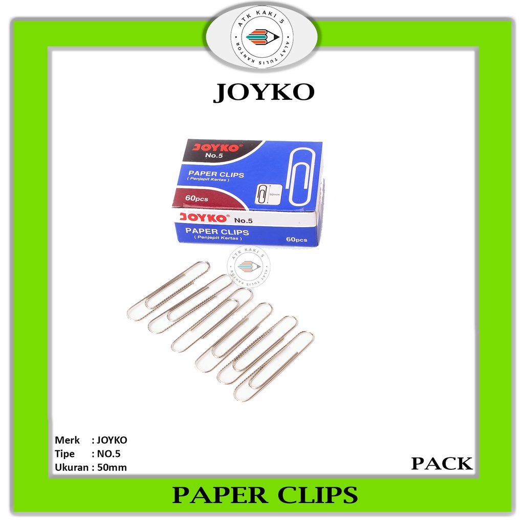 Jual JOYKO Penjepit Kertas Paper Clip No 5 Jumbo Size Pack