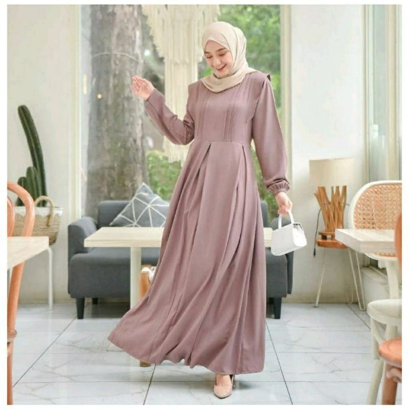 Jual Baju Gamis Kekinian Thanisa Dress Wanita Terbaru 2023 Polos