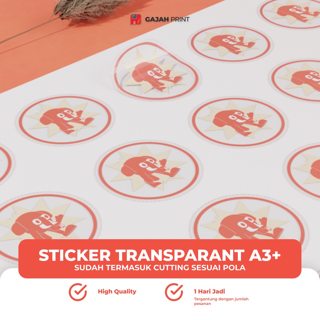 Jual Stiker Label Transparant A Cutting Kiss Cut Cetak Sticker