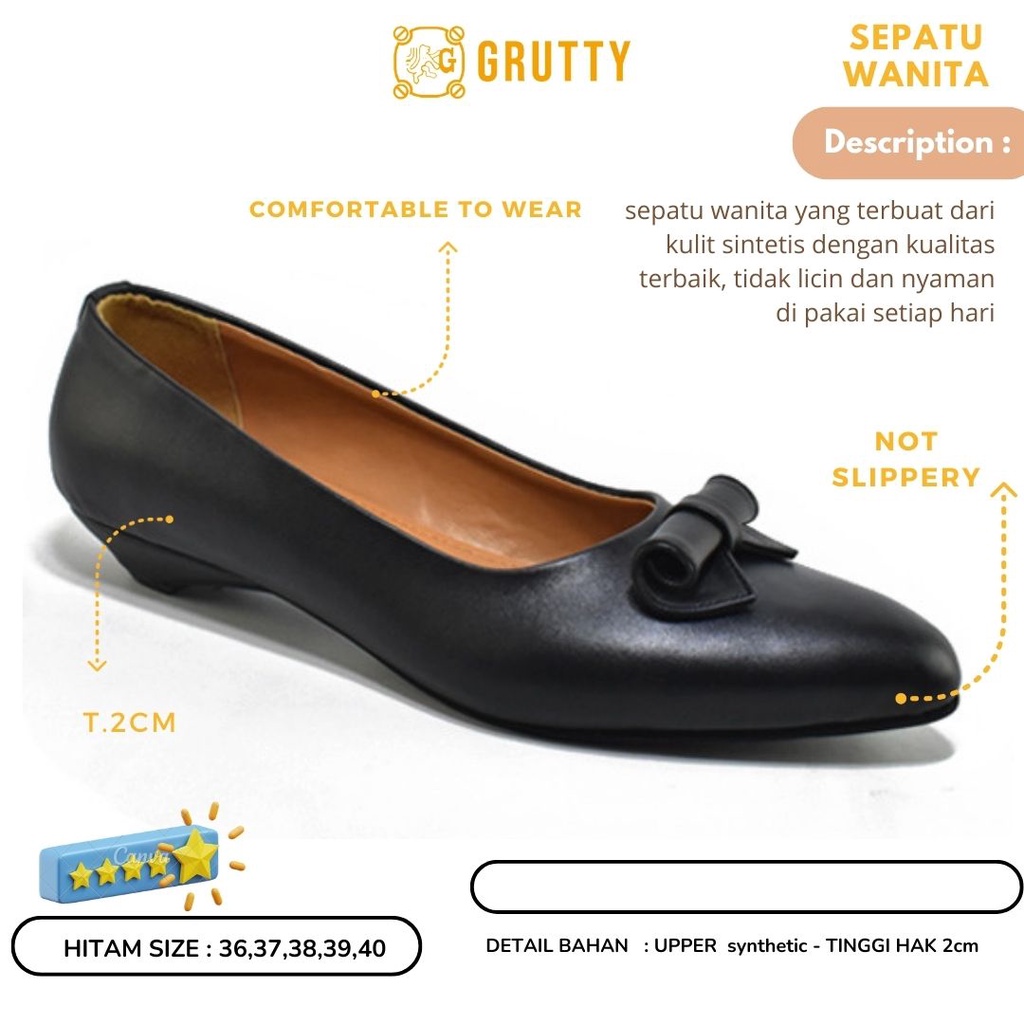 Jual Sepatu Pantofel Wanita Formal Grutty Ax Hitam Shopee Indonesia