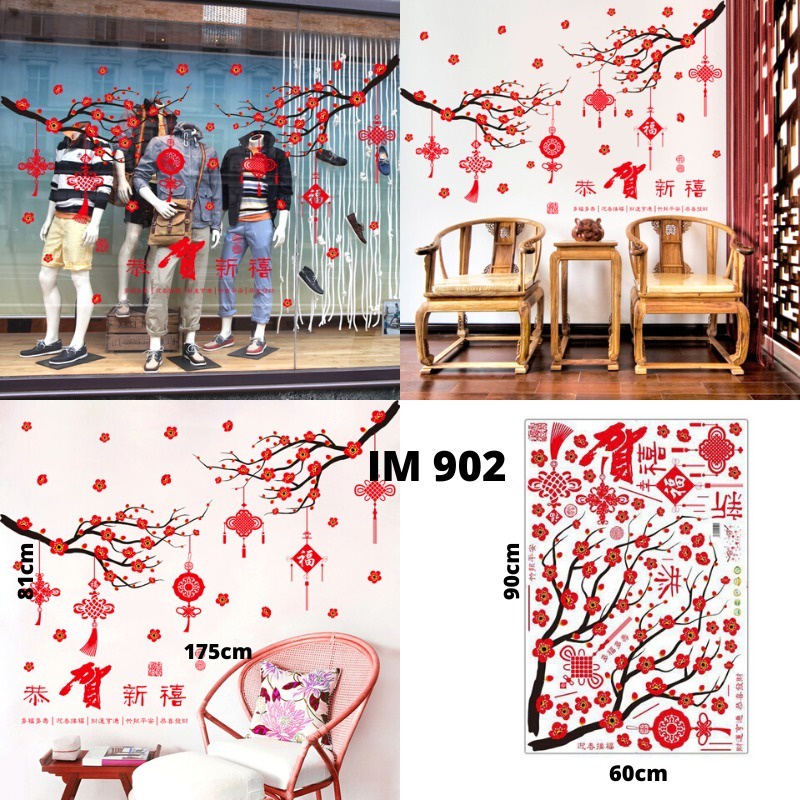 Jual Lucky Cat Stiker Imlek Wallsticker Imlek Hiasan Imlek