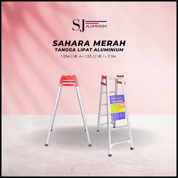 Jual Tangga Lipat Aluminium Ladder Sahara Merah 1 25 M 125 Cm