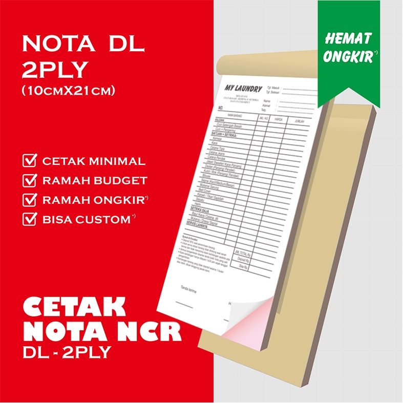 Jual Cetak Nota Ncr Ukuran Dl Ply Shopee Indonesia