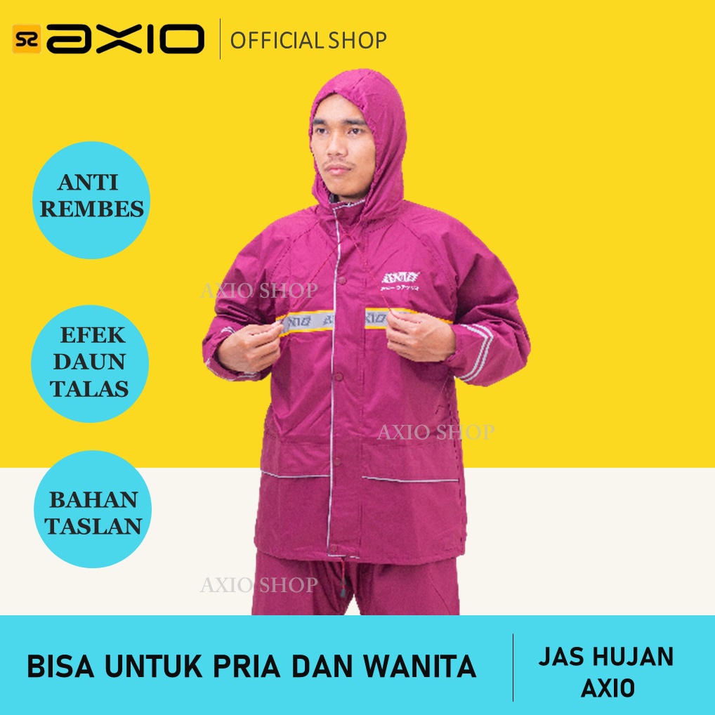 Jual Jas Mantel Hujan Axio Pria Wanita Anti Rembes Bahan Lebih Tebal