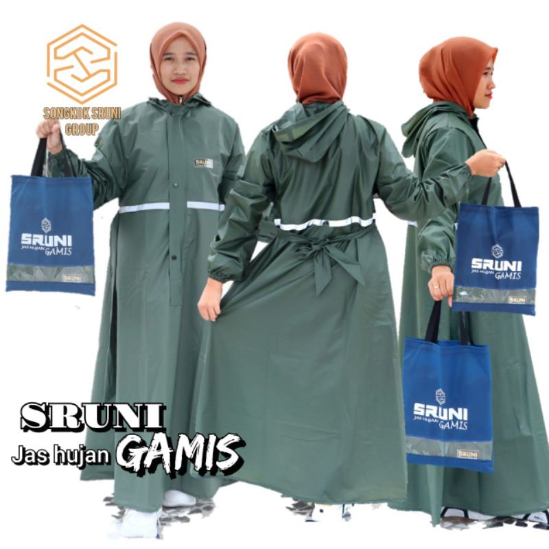 Jual Jas Hujan Gamis Muslimah Jas Hujan Setelan Pria Wanita Sruni