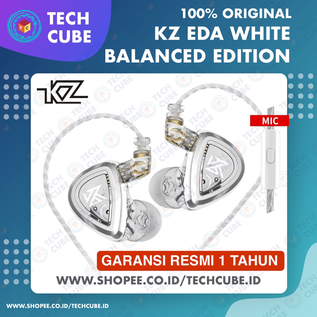 Jual KZ EDA White Balanced Blanced Balance With Mic Earphone Alt EDX