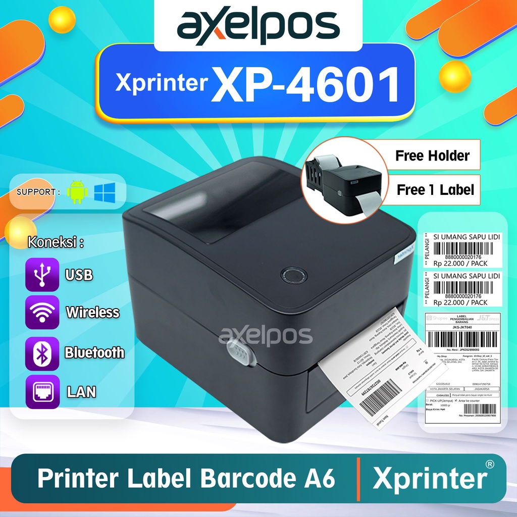 Jual PRINTER BARCODE THERMAL LABEL XPRINTER XP 4601 A6 110MM KONEKSI