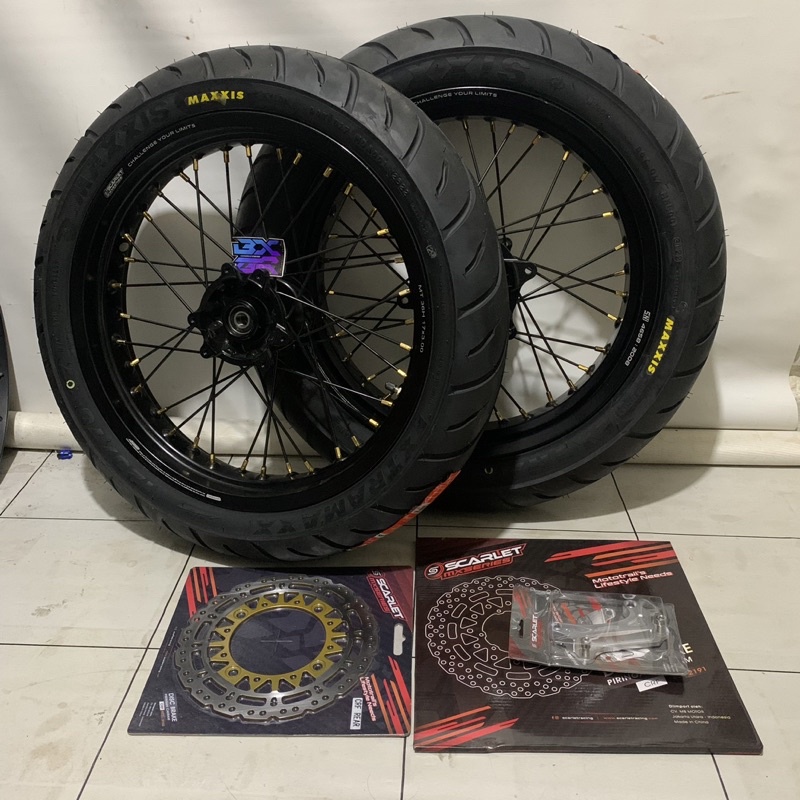 Jual BANSET SUPERMOTO CRF 150 L RING 17 SCARLET CNC Shopee Indonesia