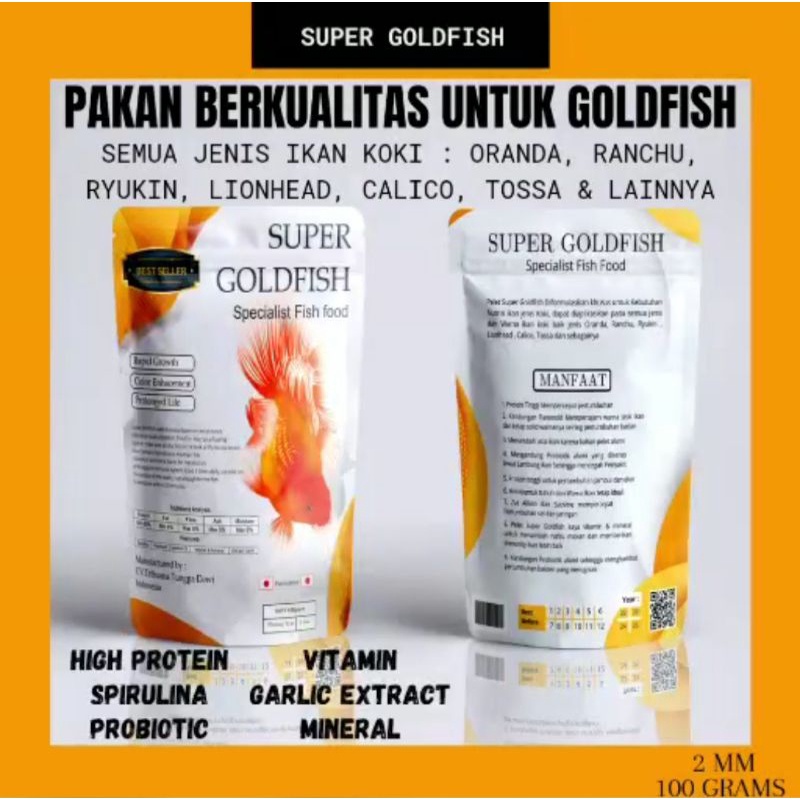 Jual Makanan Pelet Ikan Mas Koki SUPER GOLDFISH 100g Shopee Indonesia