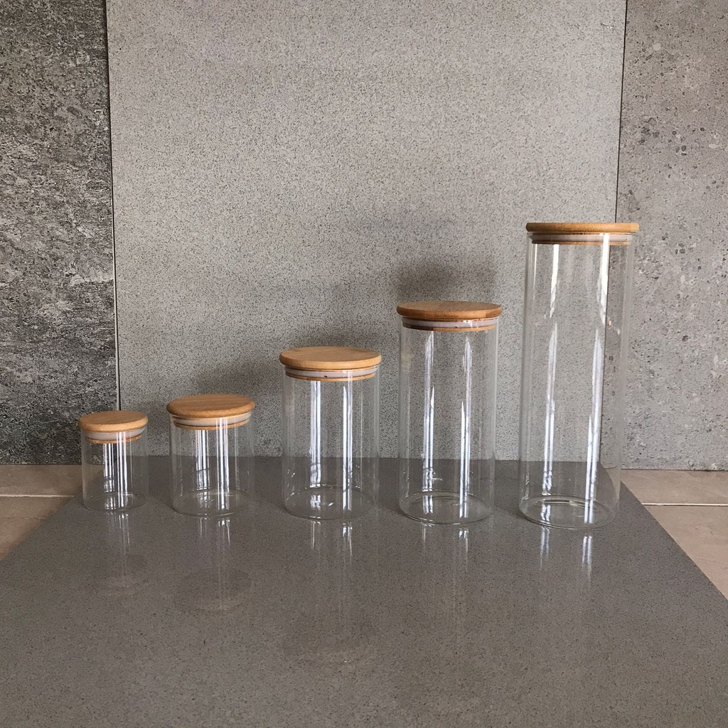 Jual Toples Kaca Kedap Udara Tutup Bambu Glass Bamboo Jar Tempat