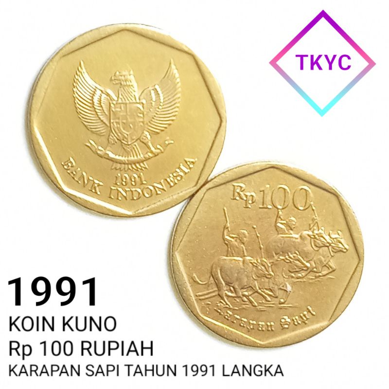 Jual Uang Kuno 100 Rupiah KARPI Karapan Sapi Tahun 1991 Asli Langka