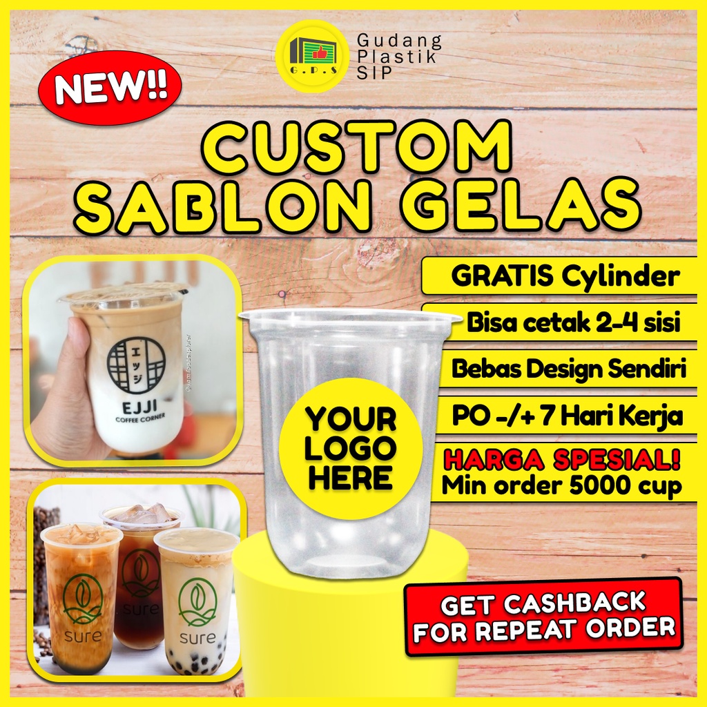 Jual Sablon Custom Gelas Cup Oval Plastik 12oz 14oz 16oz Murah Shopee