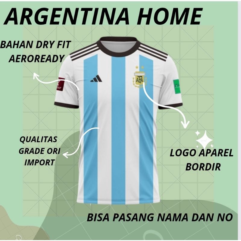 Jual JERSEY ARGE NTINA PIALA DUNIA 2022 GRADE ORI QATAR BAJU BOLA