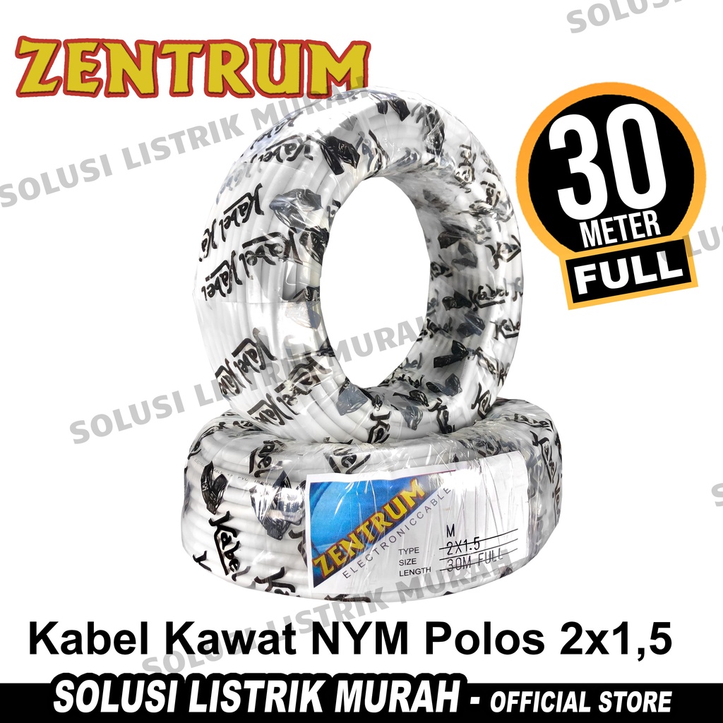 Jual Zentrum Kabel Listrik Kawat NYM Polos 2 X 1 5 30 Meter Full