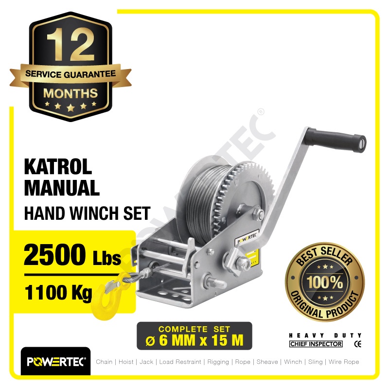 Jual Hand Winch Katrol Manual Lbs Kg X M Galv Powertec