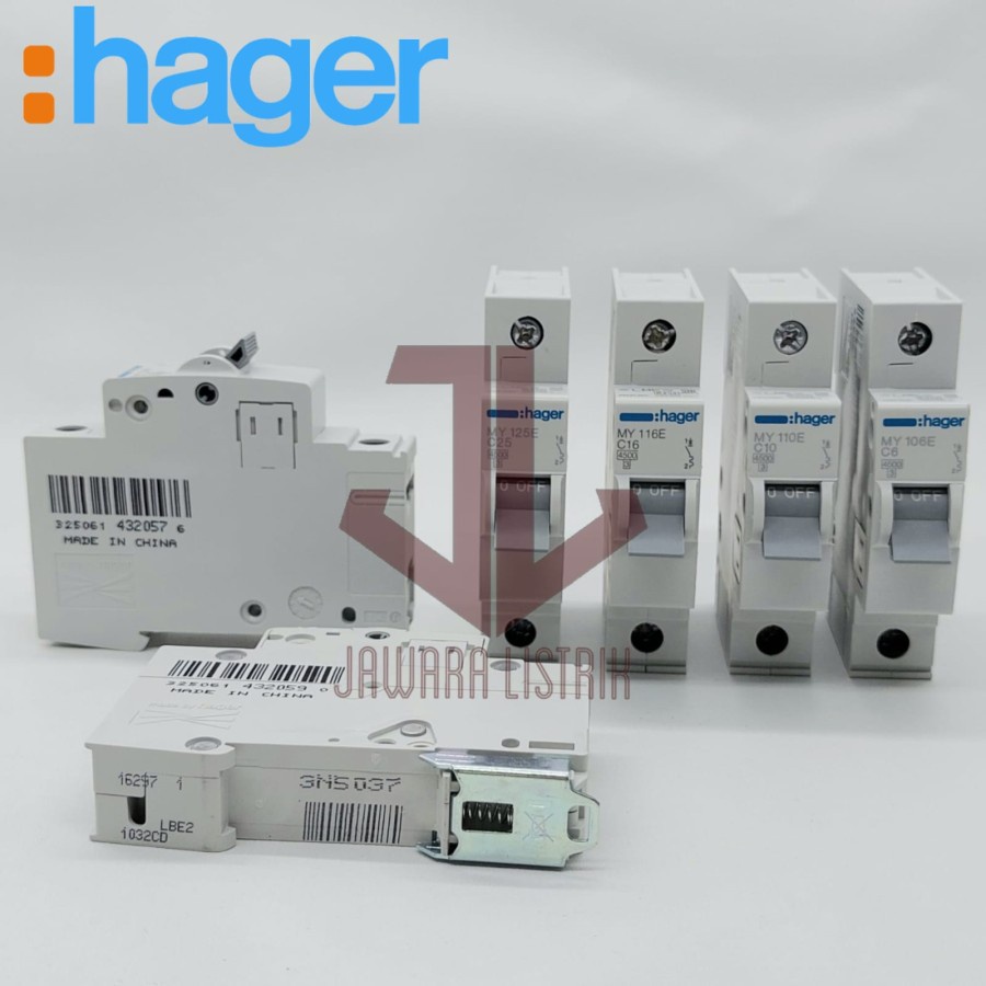 Jual HAGER MCB 1P 1 PHASE 6 10 16 20 25 32 40 AMPER 4 5KA TYPE C MY SNI