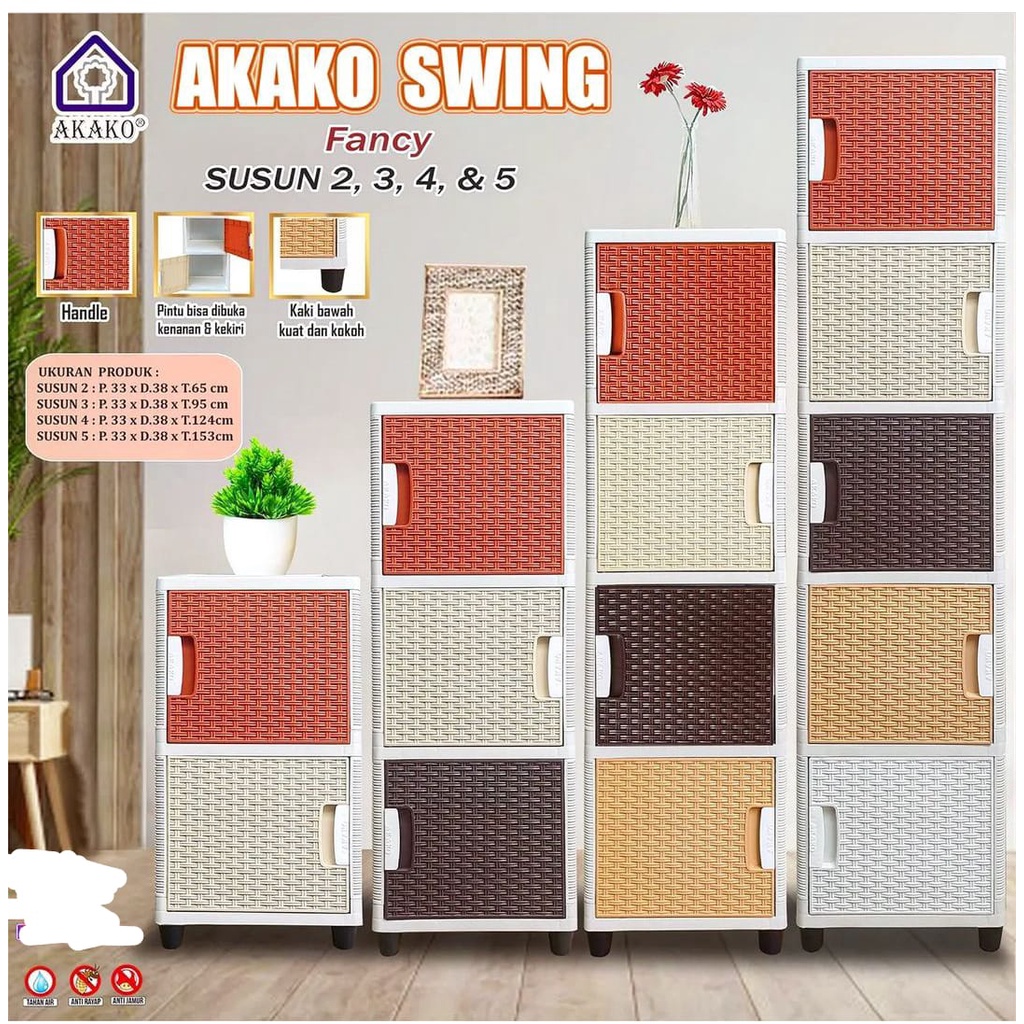 Jual AKAKO SWING Lemari Plastik 1 Pintu Motif Rotan Seri Terbaru Dari