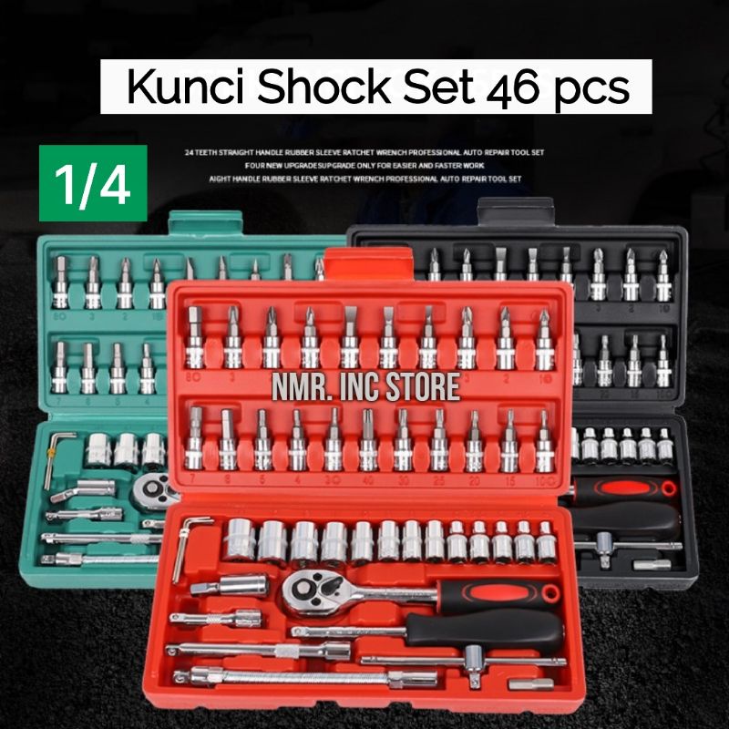 Jual Mata Kunci Shock 1 4 Set 46 Pcs Full Repair Tools Kit Obeng Sok